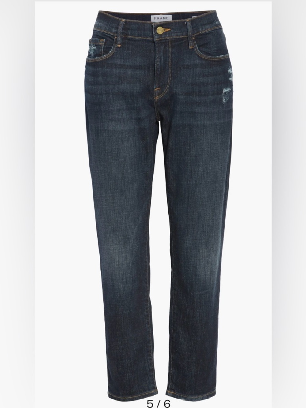 FRAME Le Garcon Boyfriend Crop Jeans, Dark Wash Distressed Covant, Size 30